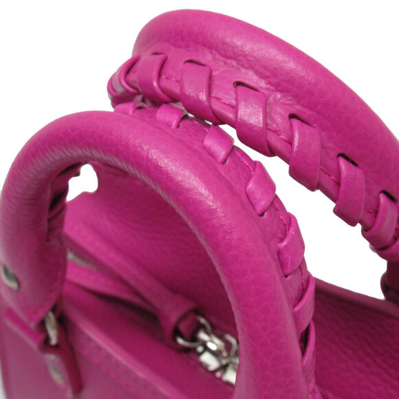 Balenciaga Neo City Leather Shoulder Bag Magenta Red Silver - Picture 3 of 5